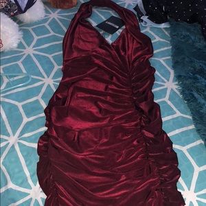 Burgundy halter dress